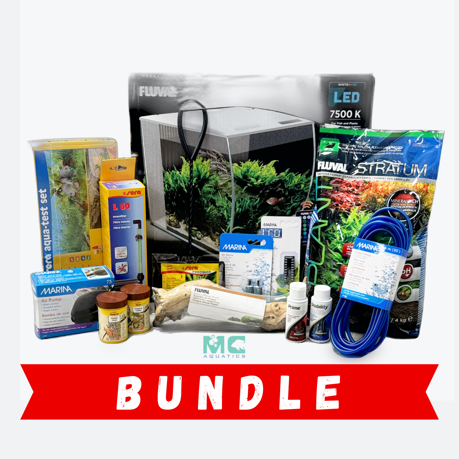 BUNDLE Fluval Flex 9 Gal With Sera Kit MC Aquatics