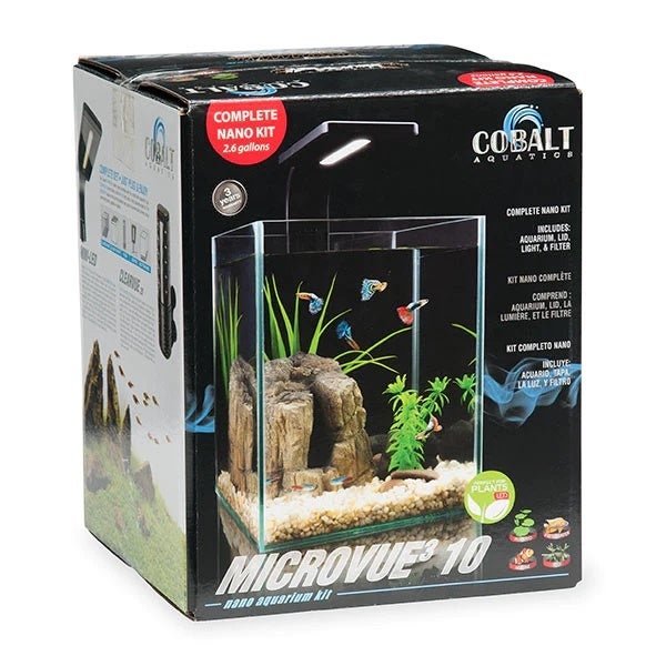 Aquarium 10L équipé avec vue en 360 - L.28 x l.28 x H.33 cm